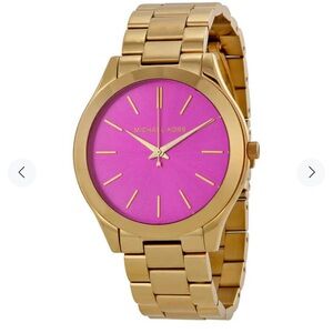 Michael Kors Gold Watch with Pink Dial Michael Kors MK3264 Slim Runway